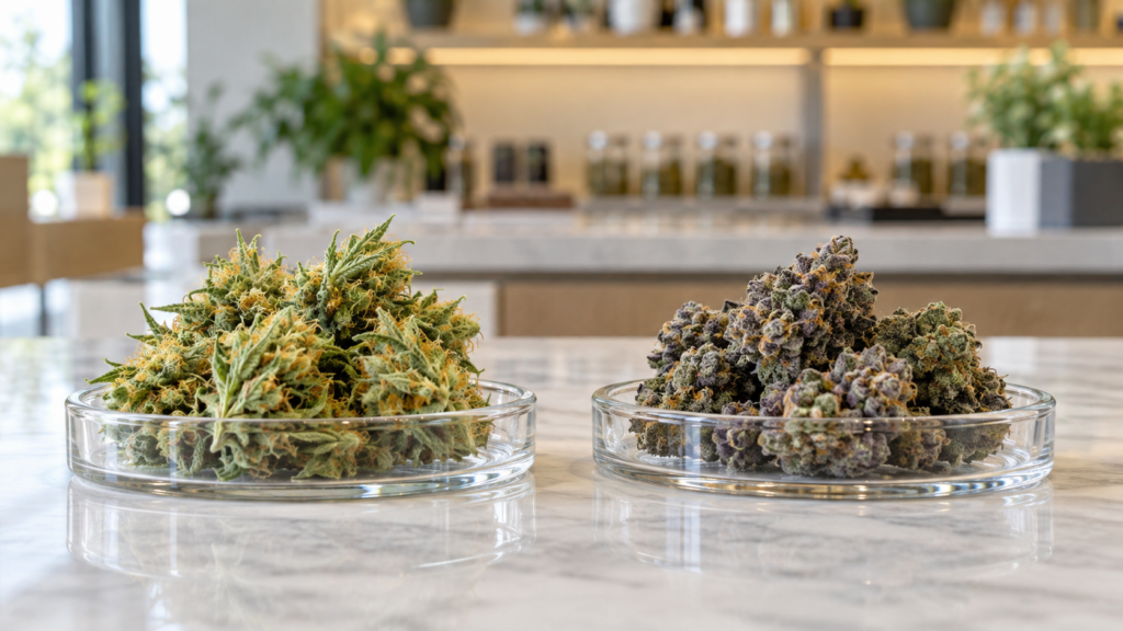 Sativa vs indica cannabis flower comparison for adults